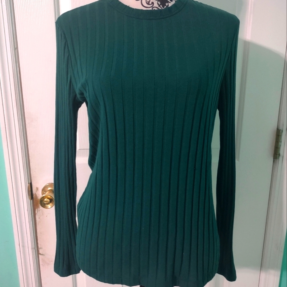 A New Day Green Ribbed Long Sleeve Top